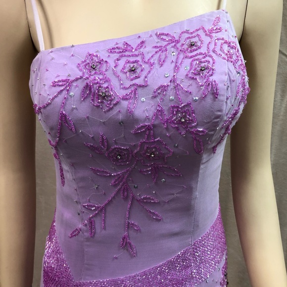 Vintage Lavender Ombre Elegant Beaded Gown - Picture 2 of 8